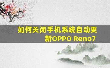 如何关闭手机系统自动更新OPPO Reno7